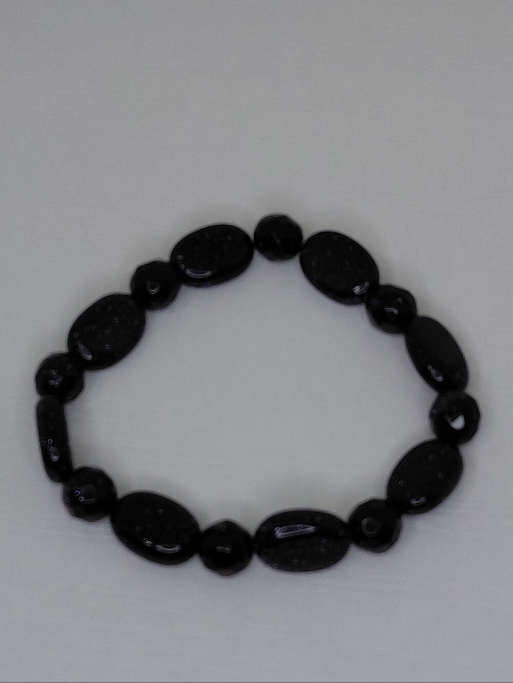 Hand Made Blue Goldstone Beaded Stretch Bracelet About 6.25 Inches - Picture 4 of 10